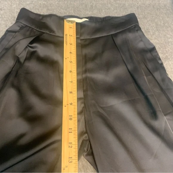 A&F Sloane Tailored Satin Trousers Pant 26/2 short Black High Rise Wide Leg NWT - Picture 8 of 12